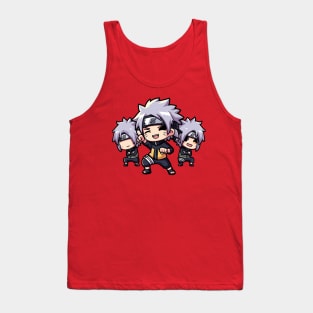 Kakashi Trio Chibi Design - Happy and Weird Anime Humor Tank Top